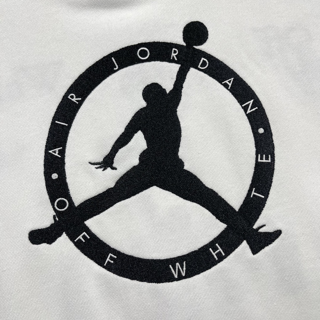  Jordan OFF-White OW FW21 联名  印花  运动 长袖 连帽 外套夹克 秋冬季 拉链 卫衣 白色 DM0060-054