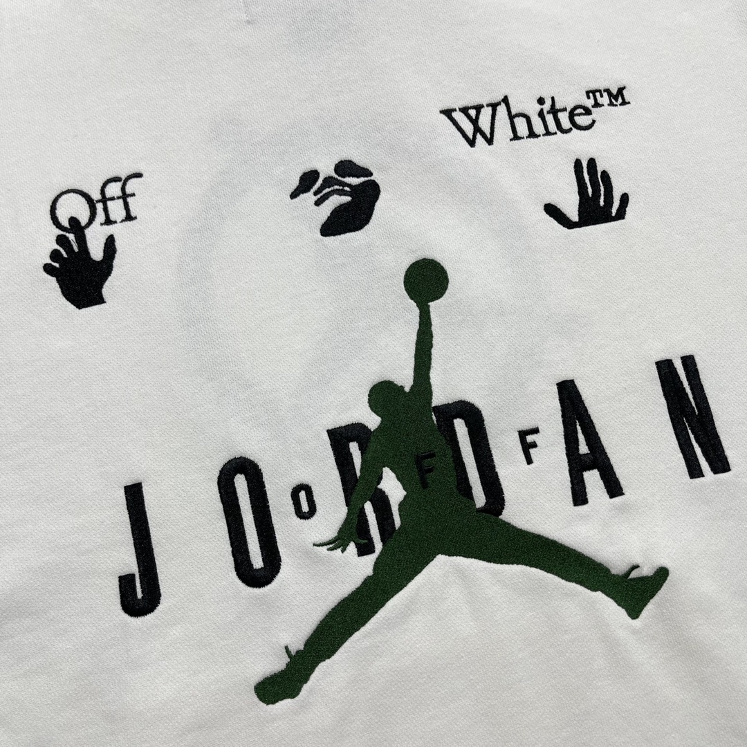  Jordan OFF-White OW FW21 联名  印花  运动 长袖 连帽 外套夹克 秋冬季 拉链 卫衣 白色 DM0060-054