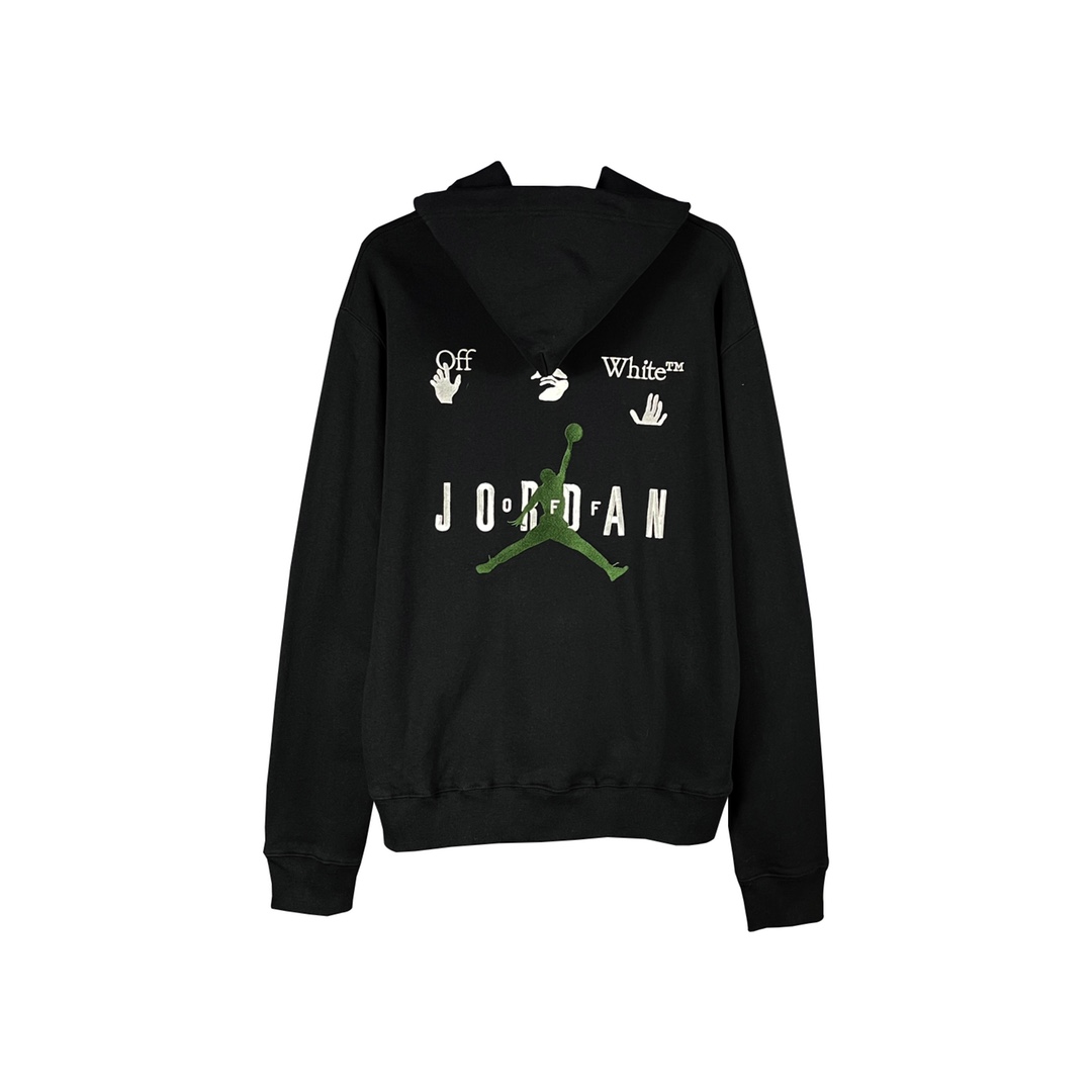   Jordan OFF-White OW FW21 联名  印花  运动 长袖 连帽 外套夹克 秋冬季 拉链 卫衣 黑色 DM0060-010