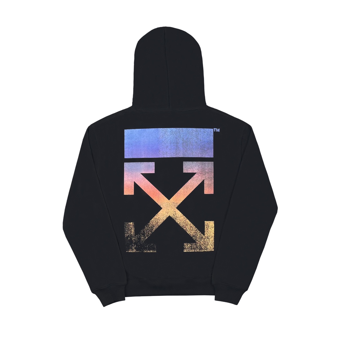  OFF-White OW FW21 渐变 微标 印花  运动 长袖 连帽 外套夹克 秋冬季 拉链 卫衣 黑色  OMBB037F21FLE0051084