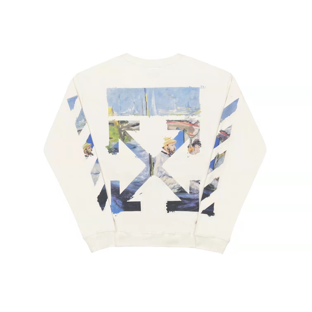  OFF-White OW  圆领 拉链   印花  运动 长袖 连帽 外套夹克 秋冬季 拉链 卫衣 黑色  白色