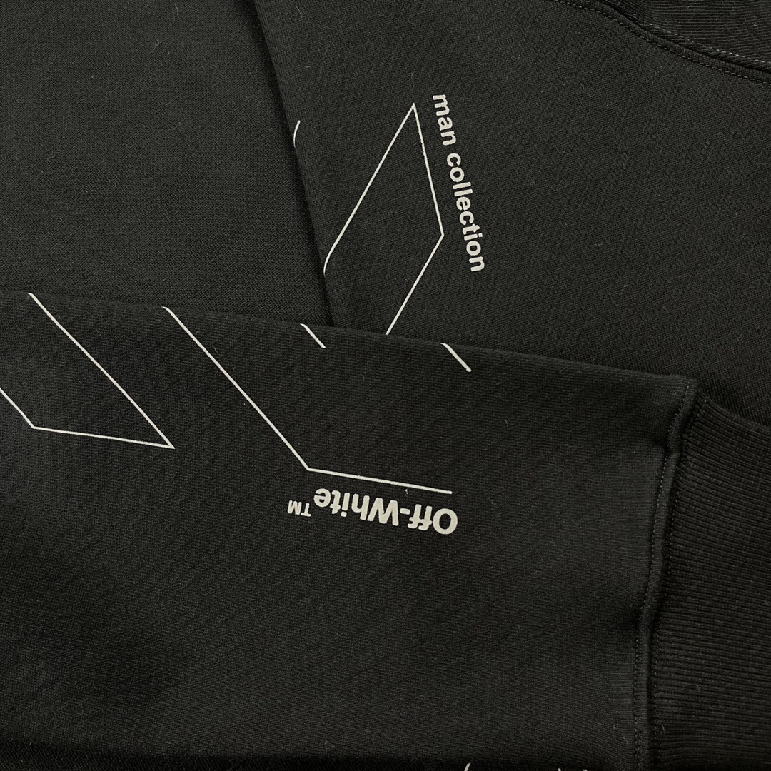  OFF-White OW  微标 印花  运动 长袖 连帽 外套夹克 秋冬季 拉链 卫衣 黑色 OMBB034E19E300031091