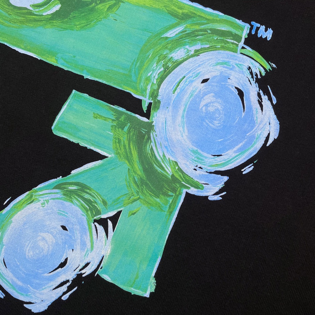   OFF-White OW FW21  圆领 微标 印花  运动 长袖 连帽 外套夹克 秋冬季 拉链 卫衣 黑色 OMBA054F21FLE0081084