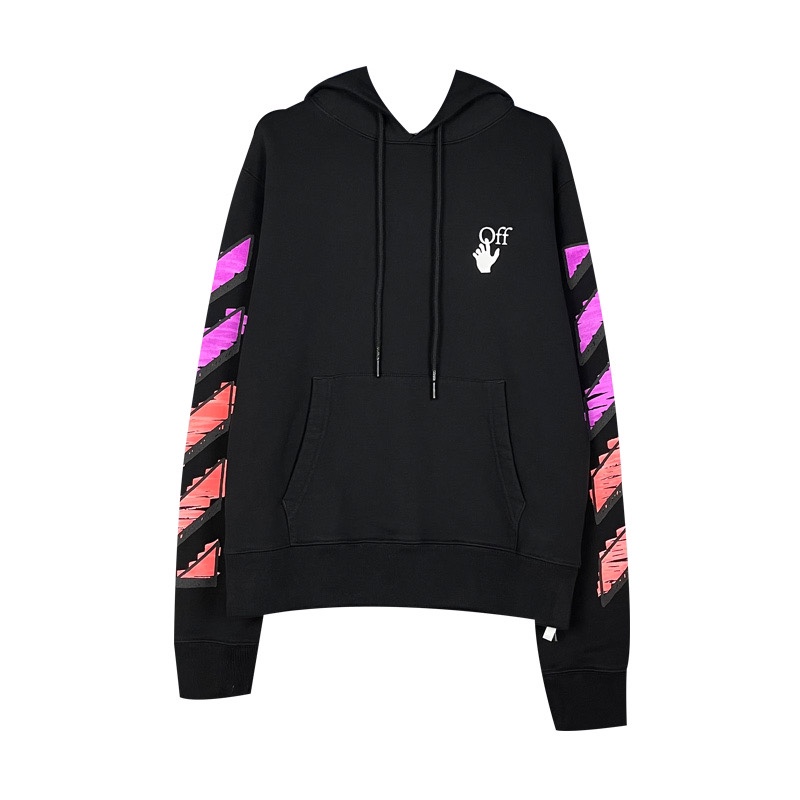   OFF-White OW   微标 印花  运动 长袖 连帽 外套夹克 秋冬季 拉链 卫衣 黑色  