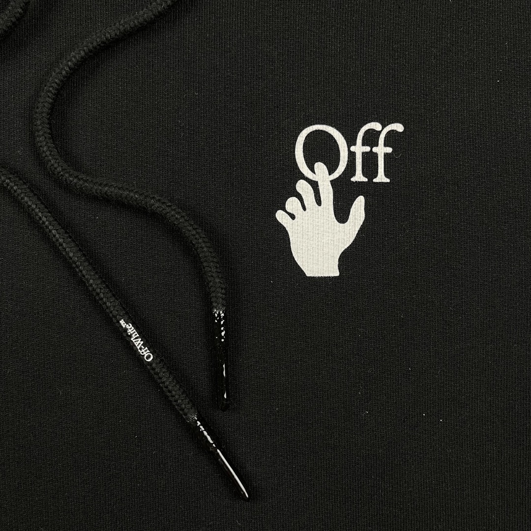   OFF-White OW   微标 印花  运动 长袖 连帽 外套夹克 秋冬季 拉链 卫衣 黑色  