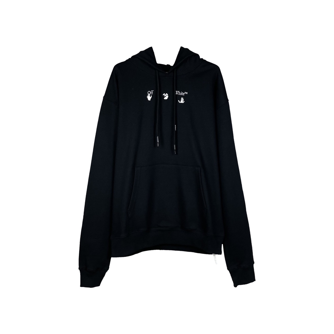  OFF-White OW   微标 印花  运动 长袖 连帽 外套夹克 秋冬季 拉链 卫衣 黑色  