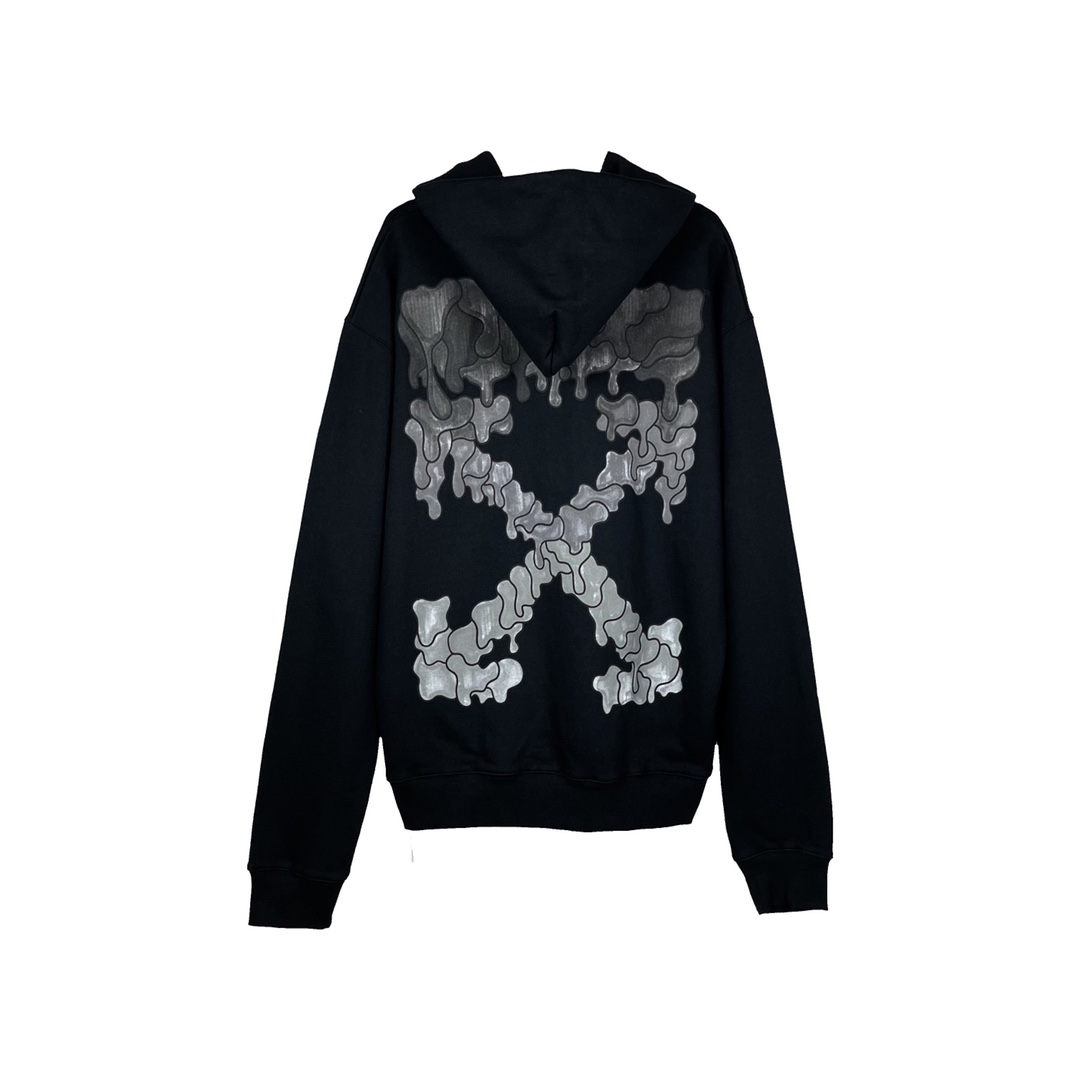  OFF-White OW   微标 印花  运动 长袖 连帽 外套夹克 秋冬季 拉链 卫衣 黑色  
