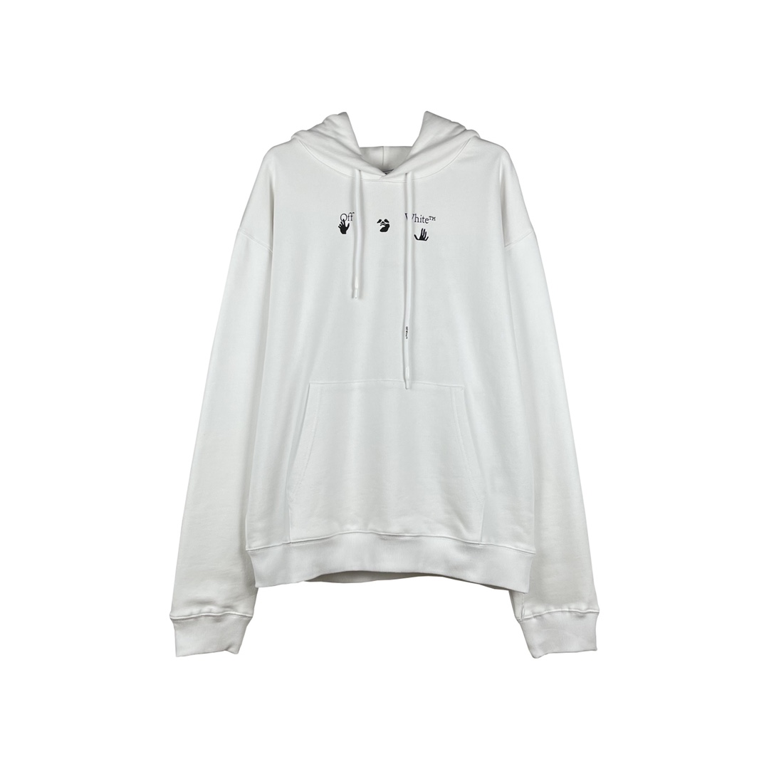  OFF-White OW   微标 印花  运动 长袖 连帽 外套夹克 秋冬季 拉链 卫衣 白色  