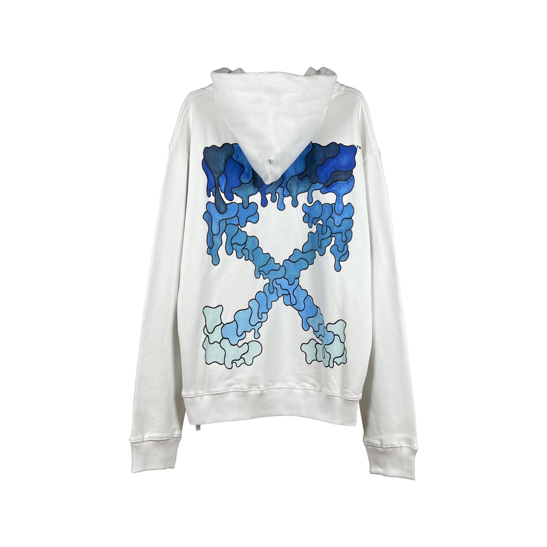  OFF-White OW   微标 印花  运动 长袖 连帽 外套夹克 秋冬季 拉链 卫衣 白色  