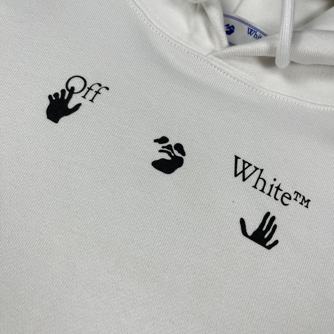  OFF-White OW   微标 印花  运动 长袖 连帽 外套夹克 秋冬季 拉链 卫衣 白色  