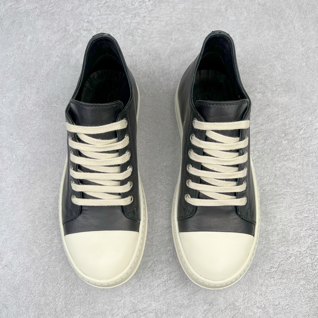 RICK OWENS Leather Low Sneakers 黑色皮面 低筒  板鞋 休闲鞋 男鞋 女鞋 RU02A5891LPO-9111