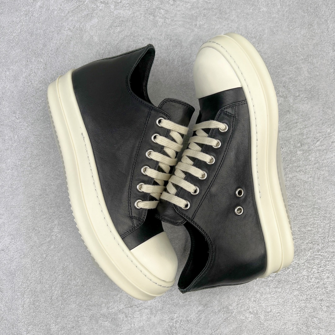 RICK OWENS Leather Low Sneakers 黑色皮面 低筒  板鞋 休闲鞋 男鞋 女鞋 RU02A5891LPO-9111