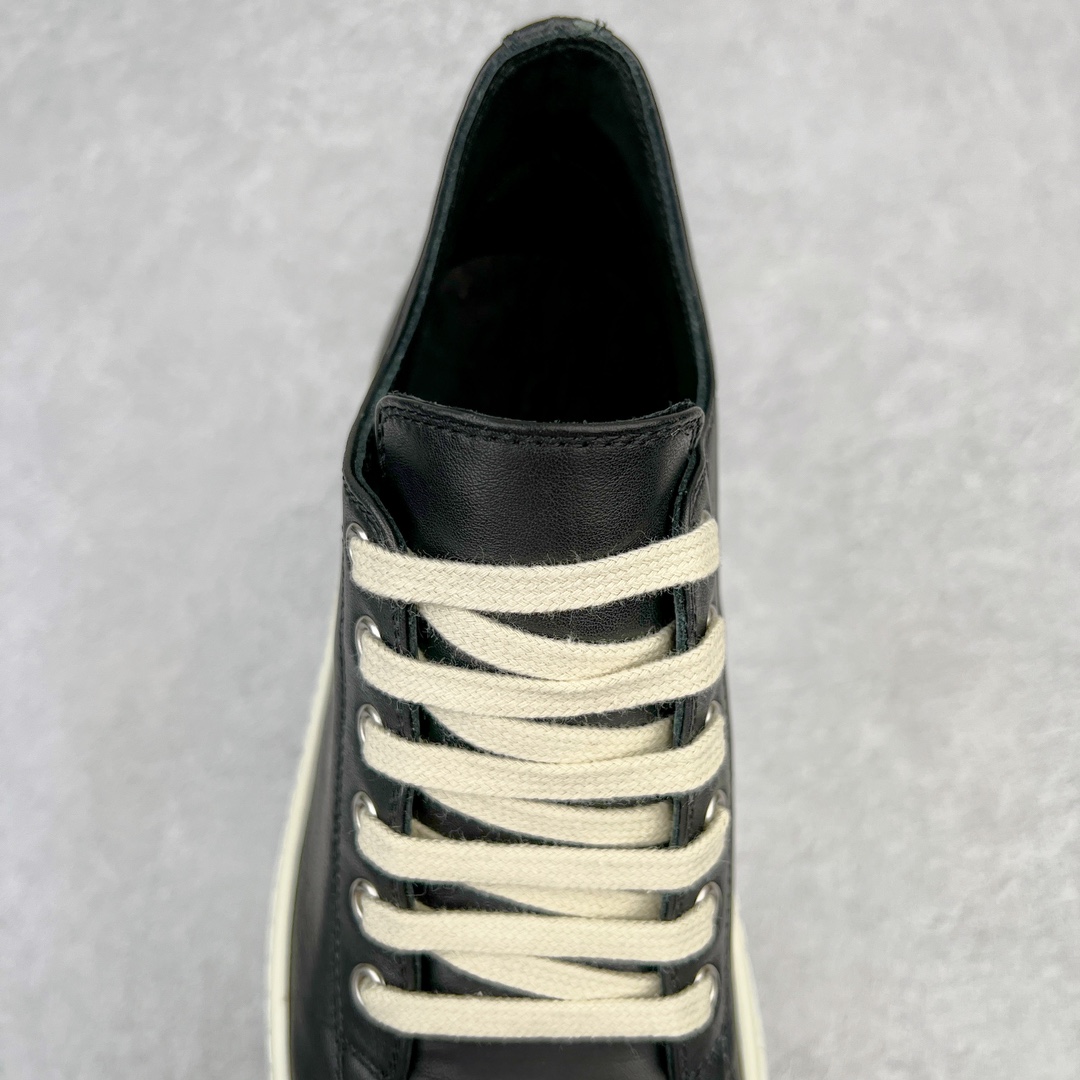 RICK OWENS Leather Low Sneakers 黑色皮面 低筒  板鞋 休闲鞋 男鞋 女鞋 RU02A5891LPO-9111