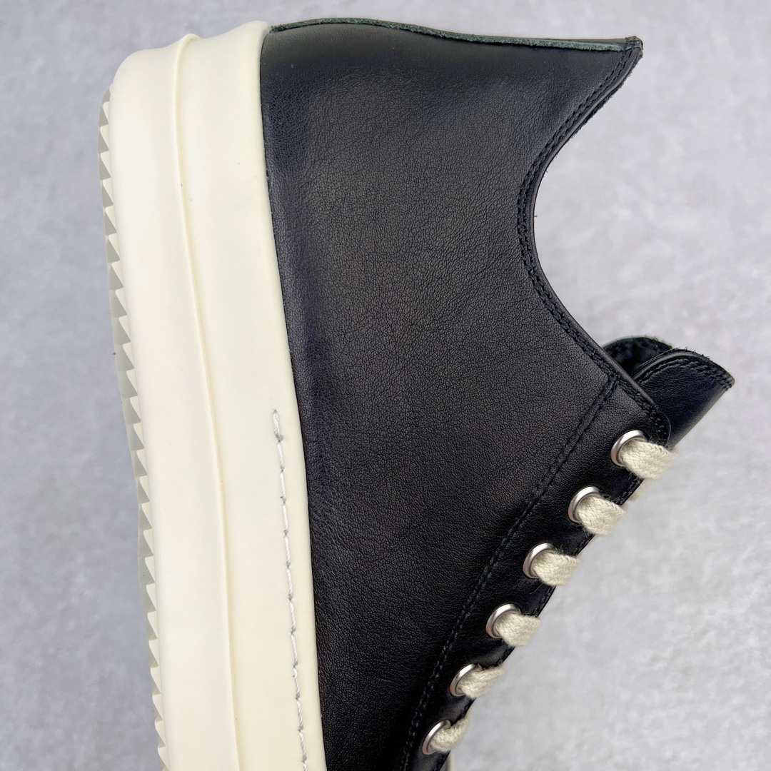 RICK OWENS Leather Low Sneakers 黑色皮面 低筒  板鞋 休闲鞋 男鞋 女鞋 RU02A5891LPO-9111