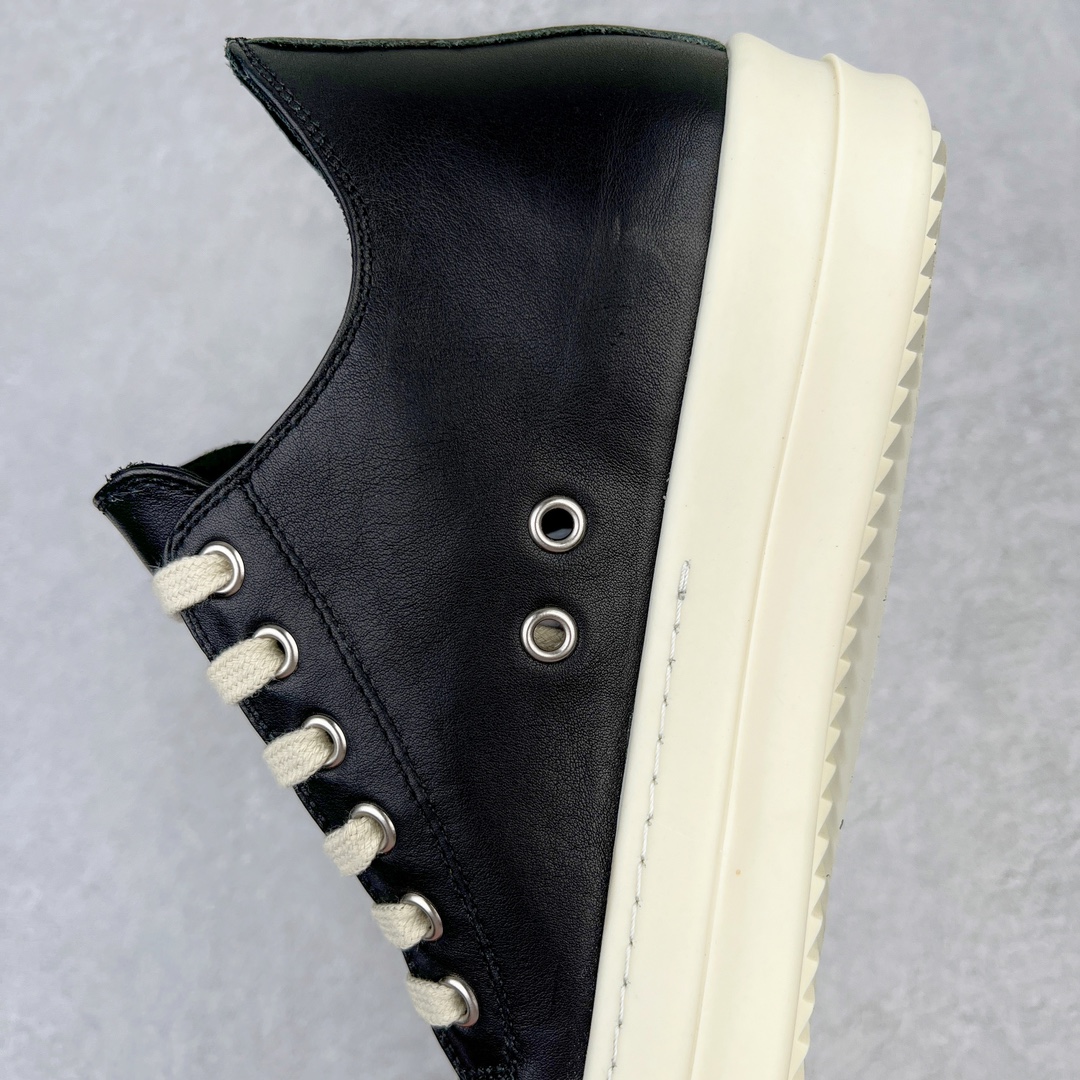 RICK OWENS Leather Low Sneakers 黑色皮面 低筒  板鞋 休闲鞋 男鞋 女鞋 RU02A5891LPO-9111