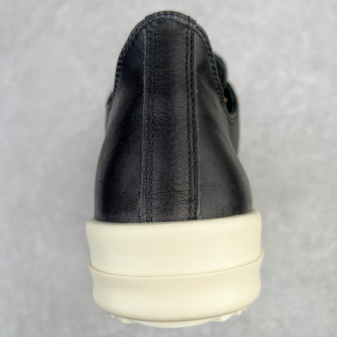 RICK OWENS Leather Low Sneakers 黑色皮面 低筒  板鞋 休闲鞋 男鞋 女鞋 RU02A5891LPO-9111
