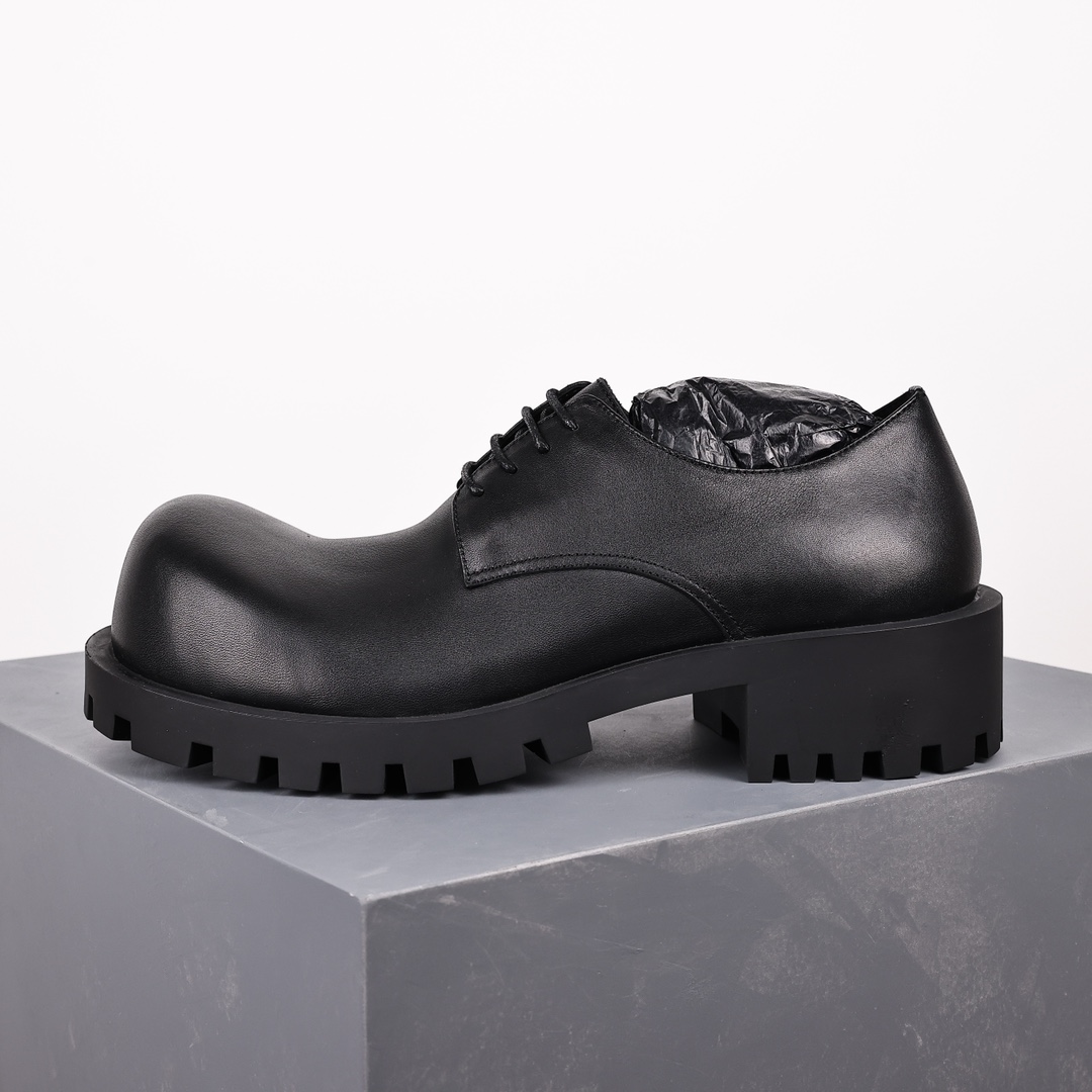  Balenciaga 巴黎世家 Sergent 光滑 小牛皮 德比鞋 皮鞋 增高 休闲鞋 男鞋 黑色 701393WBD401000