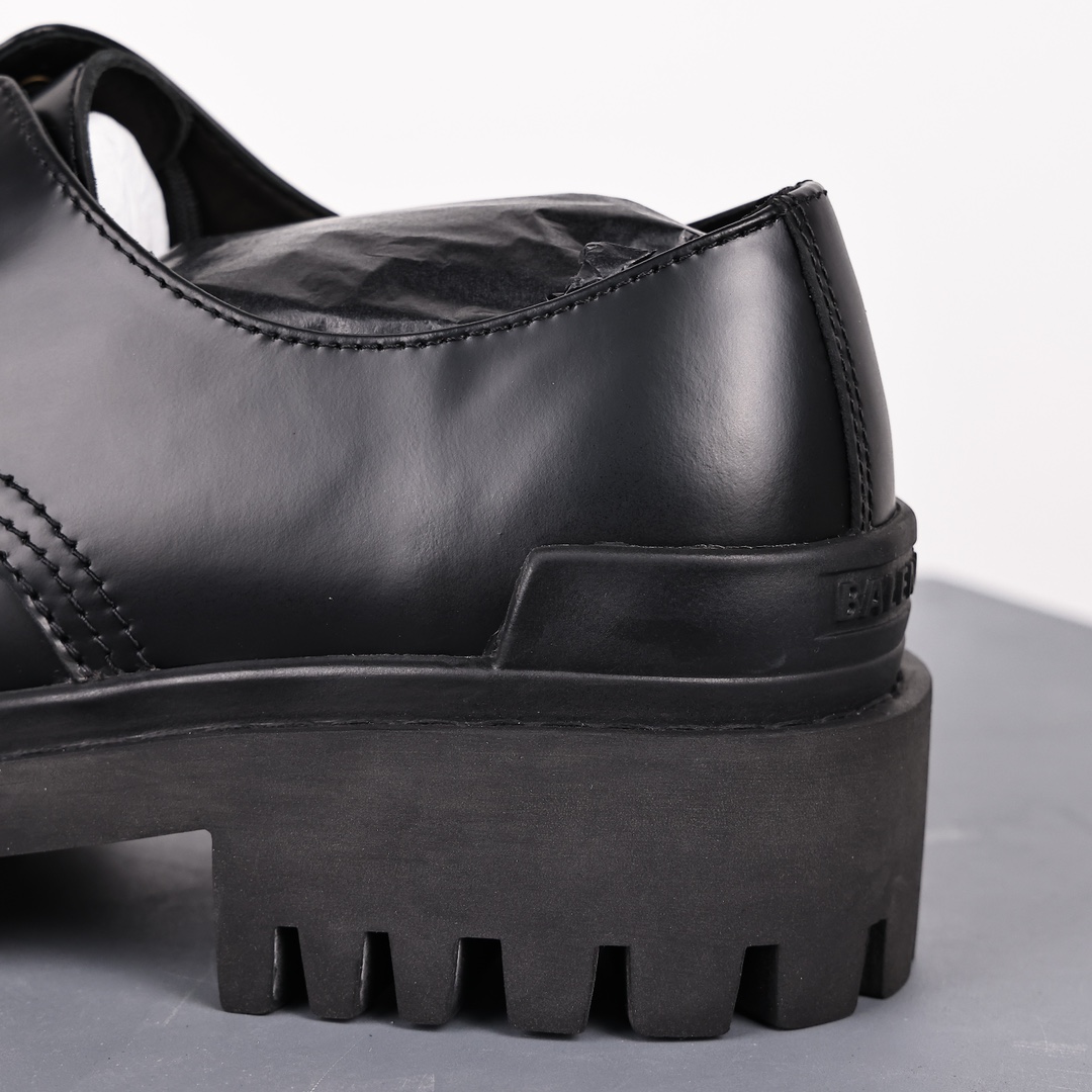  Balenciaga 巴黎世家 Sergent 光滑 小牛皮 德比鞋 皮鞋 增高 休闲鞋 男鞋 黑色 600600 WA960 1000