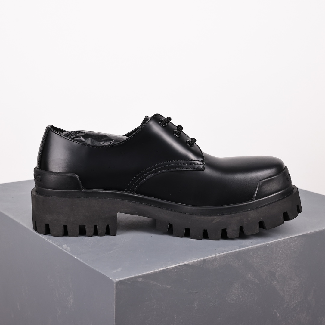  Balenciaga 巴黎世家 Sergent 光滑 小牛皮 德比鞋 皮鞋 增高 休闲鞋 男鞋 黑色 600600 WA960 1000