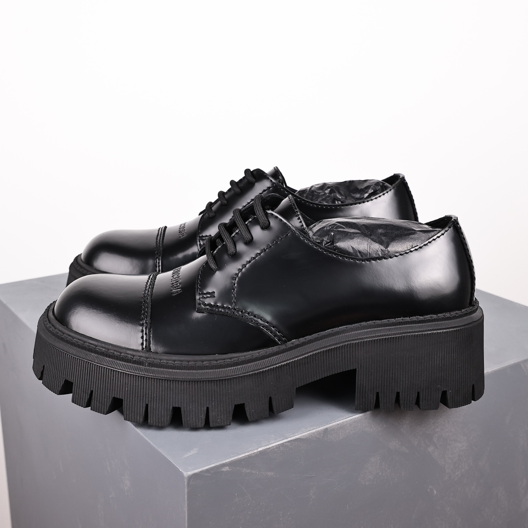   Balenciaga 巴黎世家 Tractor  光滑 小牛皮 德比鞋 皮鞋 增高 休闲鞋 男鞋 黑色 615697WA8E91000