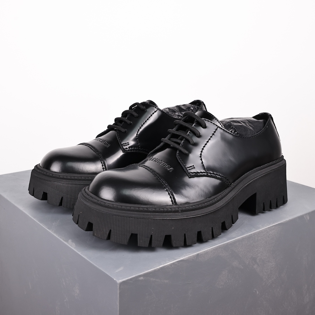   Balenciaga 巴黎世家 Tractor  光滑 小牛皮 德比鞋 皮鞋 增高 休闲鞋 男鞋 黑色 615697WA8E91000