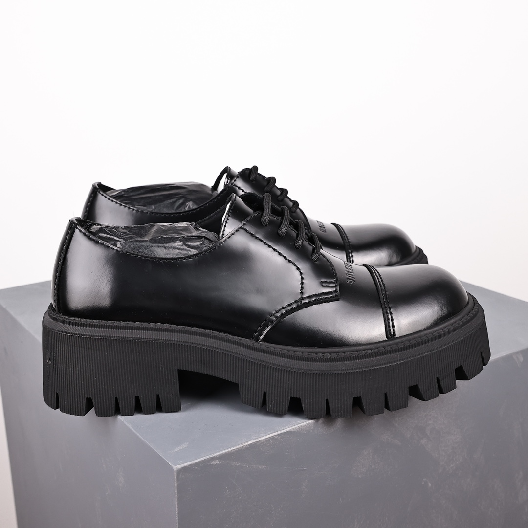   Balenciaga 巴黎世家 Tractor  光滑 小牛皮 德比鞋 皮鞋 增高 休闲鞋 男鞋 黑色 615697WA8E91000