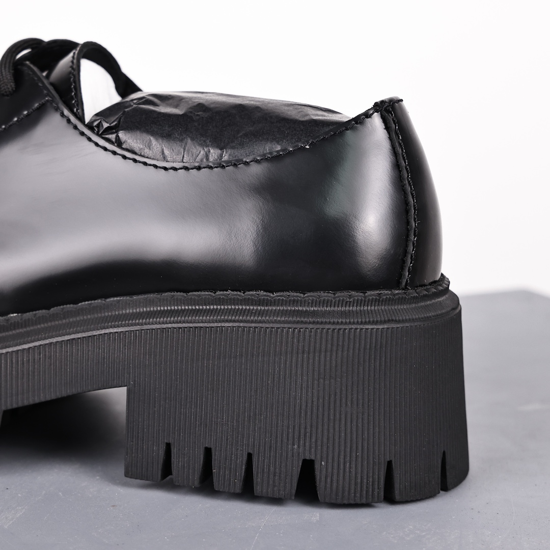   Balenciaga 巴黎世家 Tractor  光滑 小牛皮 德比鞋 皮鞋 增高 休闲鞋 男鞋 黑色 615697WA8E91000