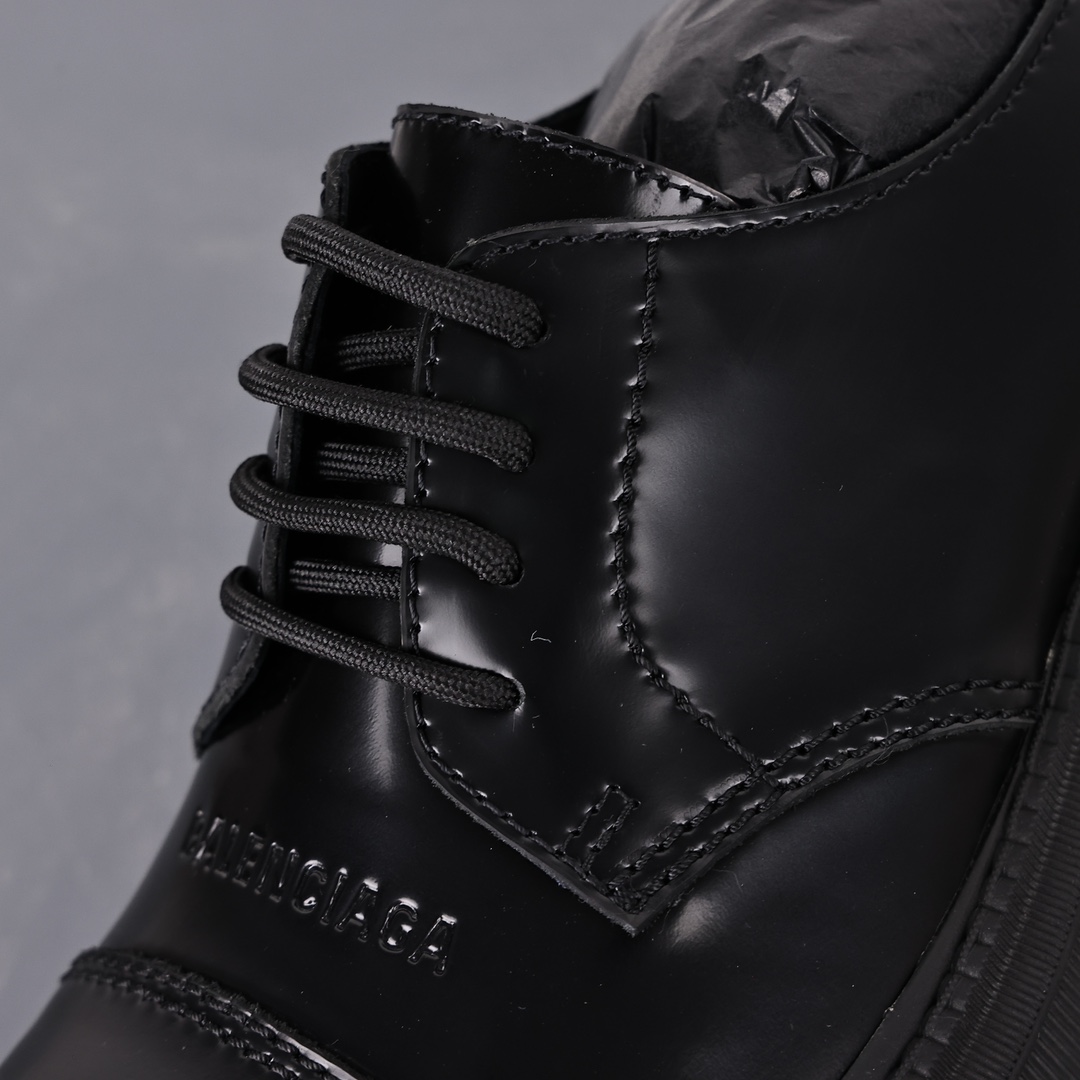   Balenciaga 巴黎世家 Tractor  光滑 小牛皮 德比鞋 皮鞋 增高 休闲鞋 男鞋 黑色 615697WA8E91000