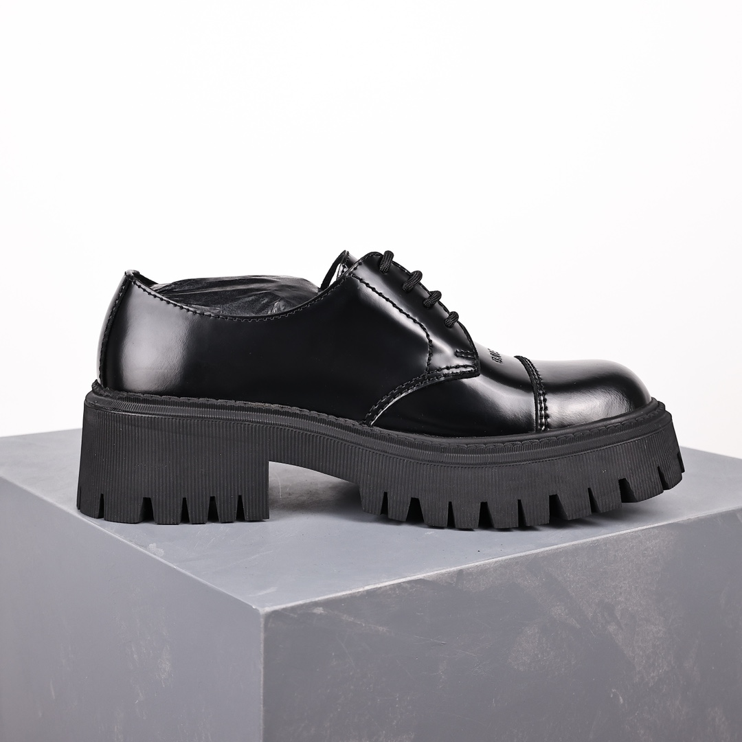   Balenciaga 巴黎世家 Tractor  光滑 小牛皮 德比鞋 皮鞋 增高 休闲鞋 男鞋 黑色 615697WA8E91000