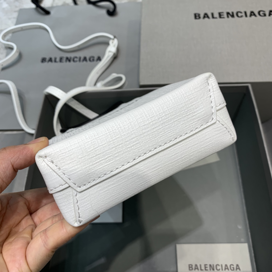  Balencia 巴黎世家  牛皮革 时尚 手机包 单肩包 斜跨 手提包 迷你 男女同款 白色 5938260AI2N9000