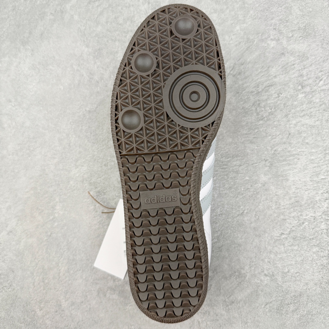  vt头层皮 Adidas Originals Samba OG  低筒 复古板鞋 休闲鞋 男鞋 女鞋 白色 藍邊  ID2055