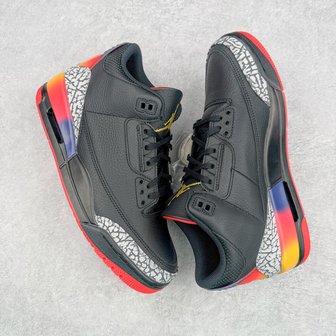  J Balvin Air Jordan 3 Retro Fear AJ3 中筒 休闲鞋 篮球鞋 板鞋 男鞋 黑金 波鞋 黑灰紅  FN0344-001
