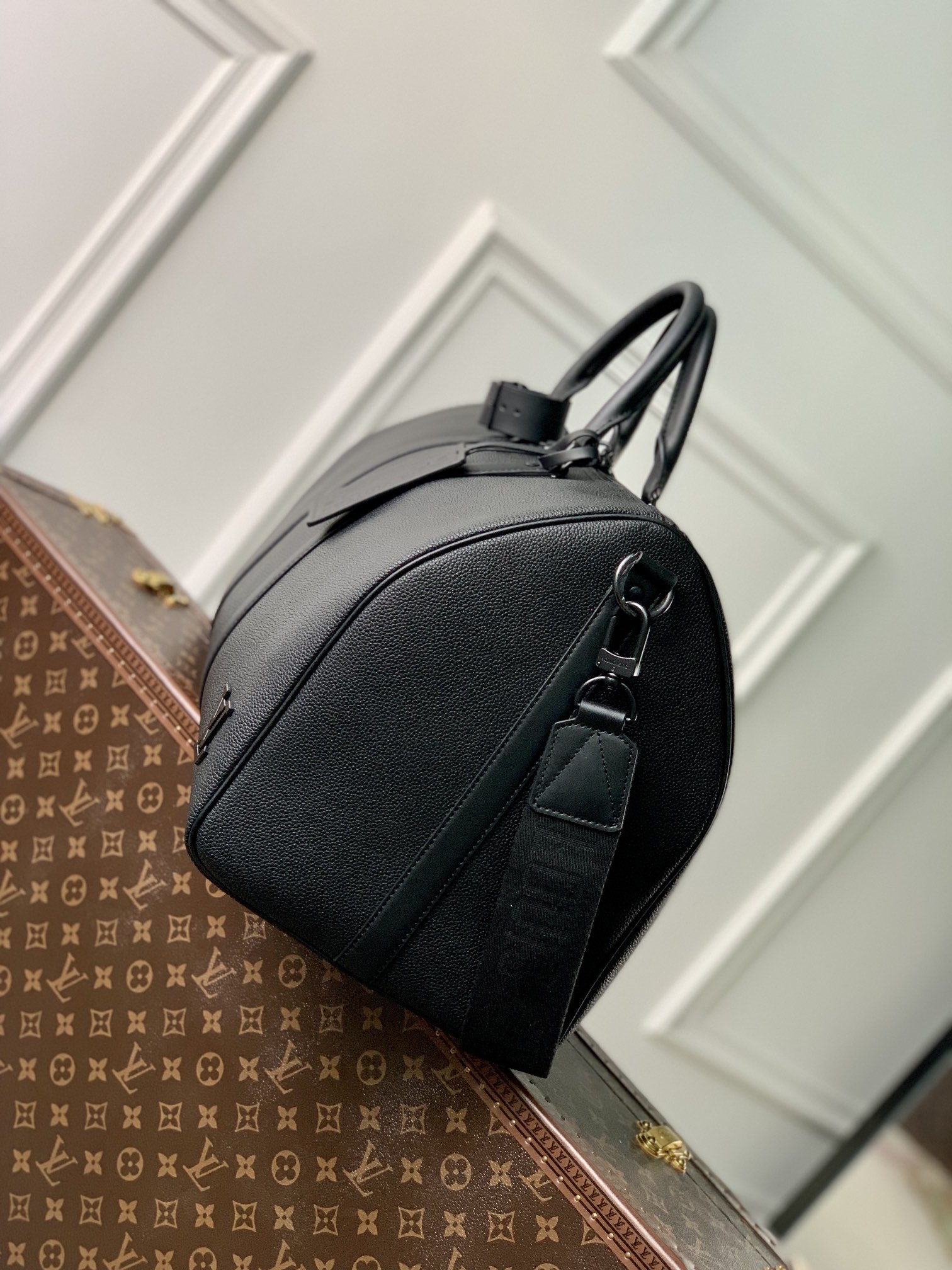  原厂皮 LOUIS VUITTON LV keepall 50  可调节 旅行包 手提包 单肩包 斜挎包  黑色 蓝色 米黄 灰绿 M21420 M22609 