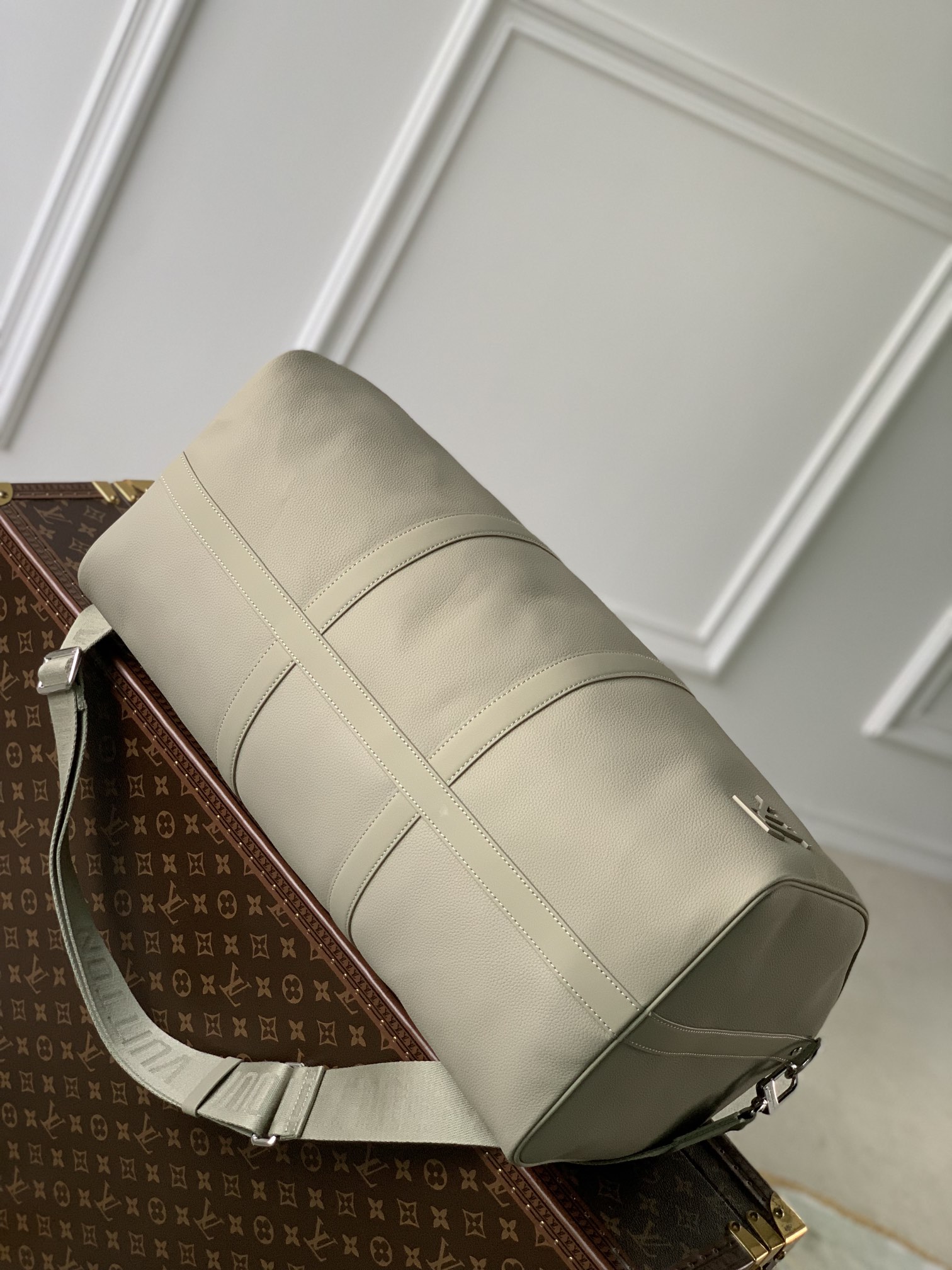  原厂皮 LOUIS VUITTON LV keepall 50  可调节 旅行包 手提包 单肩包 斜挎包  黑色 蓝色 米黄 灰绿 M21420 M22609 