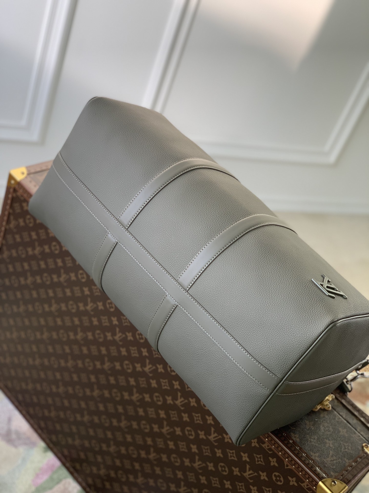  原厂皮 LOUIS VUITTON LV keepall 50  可调节 旅行包 手提包 单肩包 斜挎包  黑色 蓝色 米黄 灰绿 M21420 M22609 