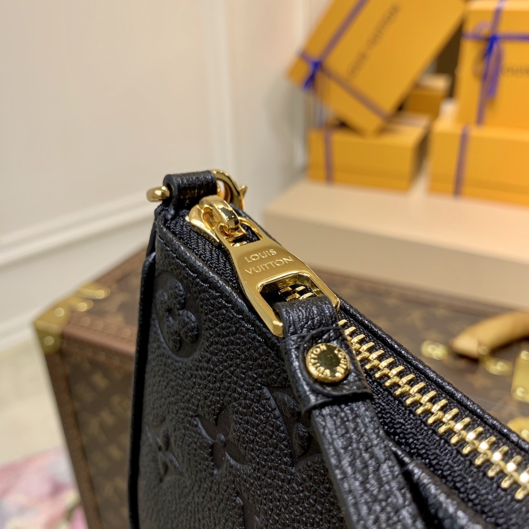  LOUIS VUITTON 路易威登 Easy Pouch On Strap 属件D形环拉链开合老花压纹牛皮革 斜挎包 单肩包 手提包 黑色 M80349
