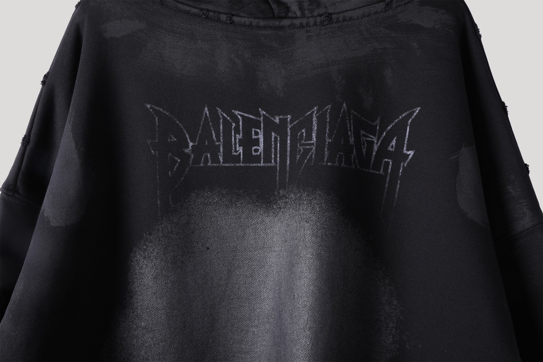  Balenciaga 巴黎世家 巴黎铁塔 印花 连帽 卫衣帽衫 套头 长袖 秋冬保暖 男女同款  黑色 744462TOVE31055