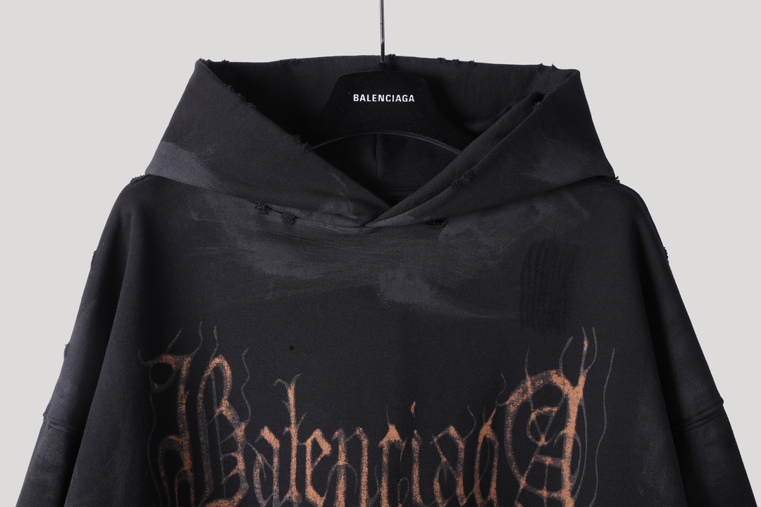 Balenciaga 巴黎世家 巴黎铁塔 印花 连帽 卫衣帽衫 套头 长袖 秋冬保暖 男女同款  黑色 744462TOVE31055