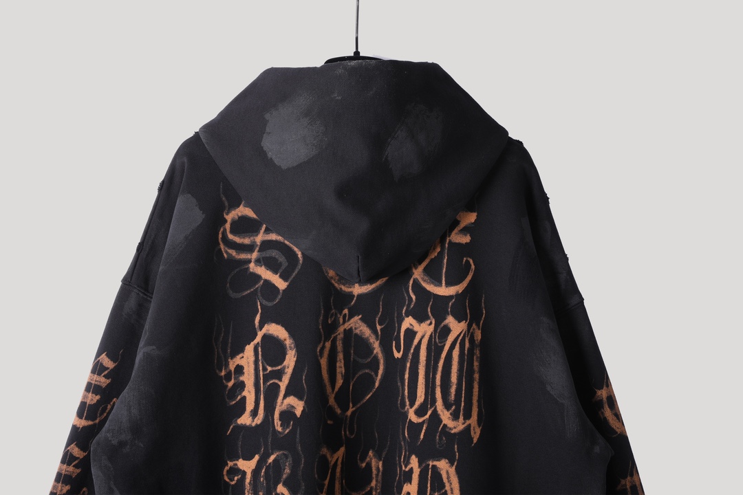 Balenciaga 巴黎世家 巴黎铁塔 印花 连帽 卫衣帽衫 套头 长袖 秋冬保暖 男女同款  黑色 744462TOVE31055