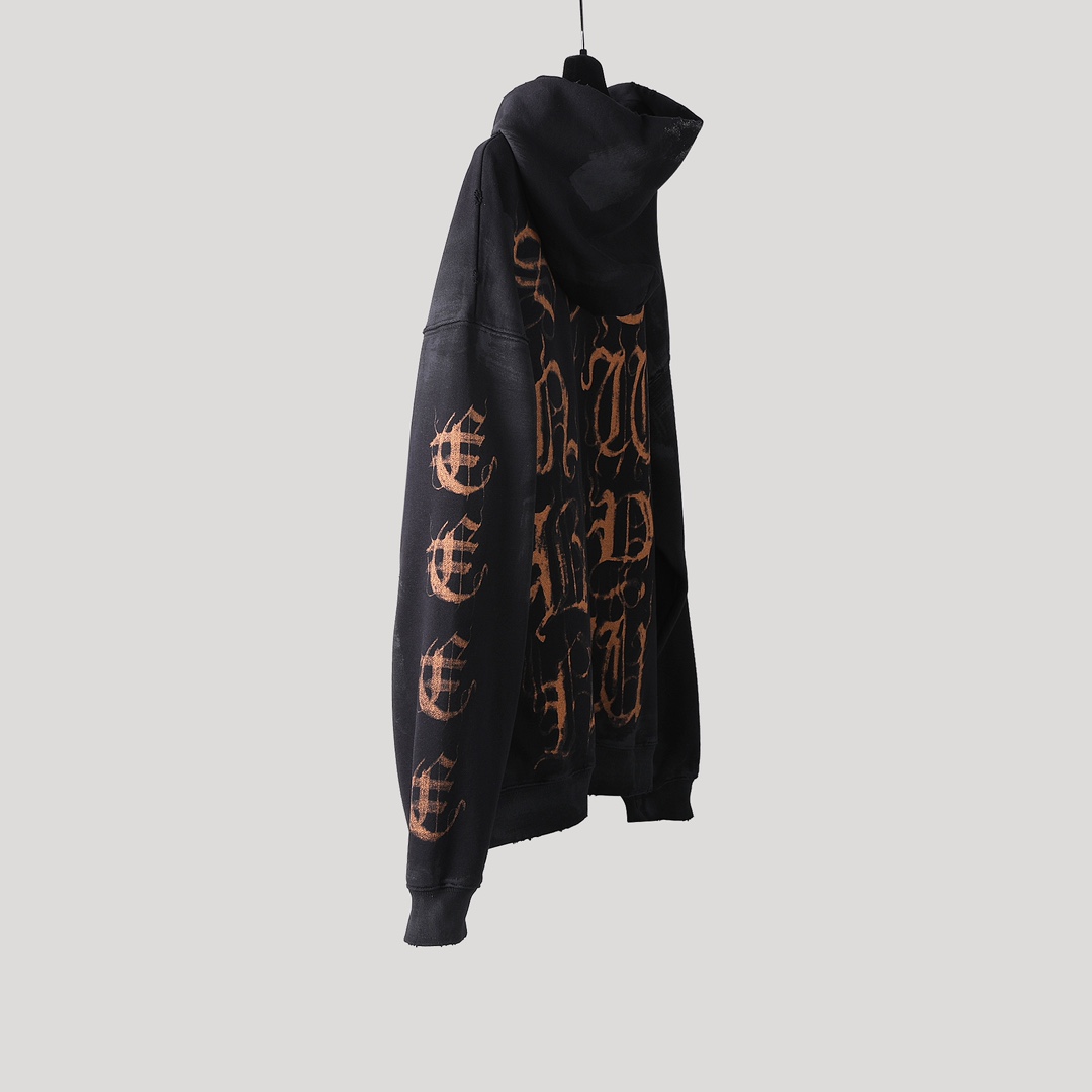 Balenciaga 巴黎世家 巴黎铁塔 印花 连帽 卫衣帽衫 套头 长袖 秋冬保暖 男女同款  黑色 744462TOVE31055