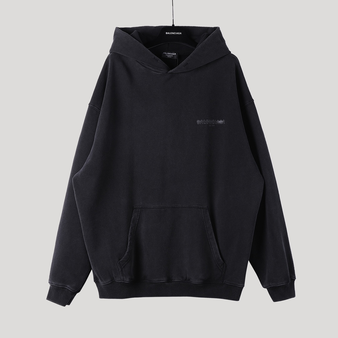 Balenciaga 巴黎世家  膠帶  印花 连帽 卫衣帽衫 套头 长袖 秋冬保暖 男女同款  黑色  