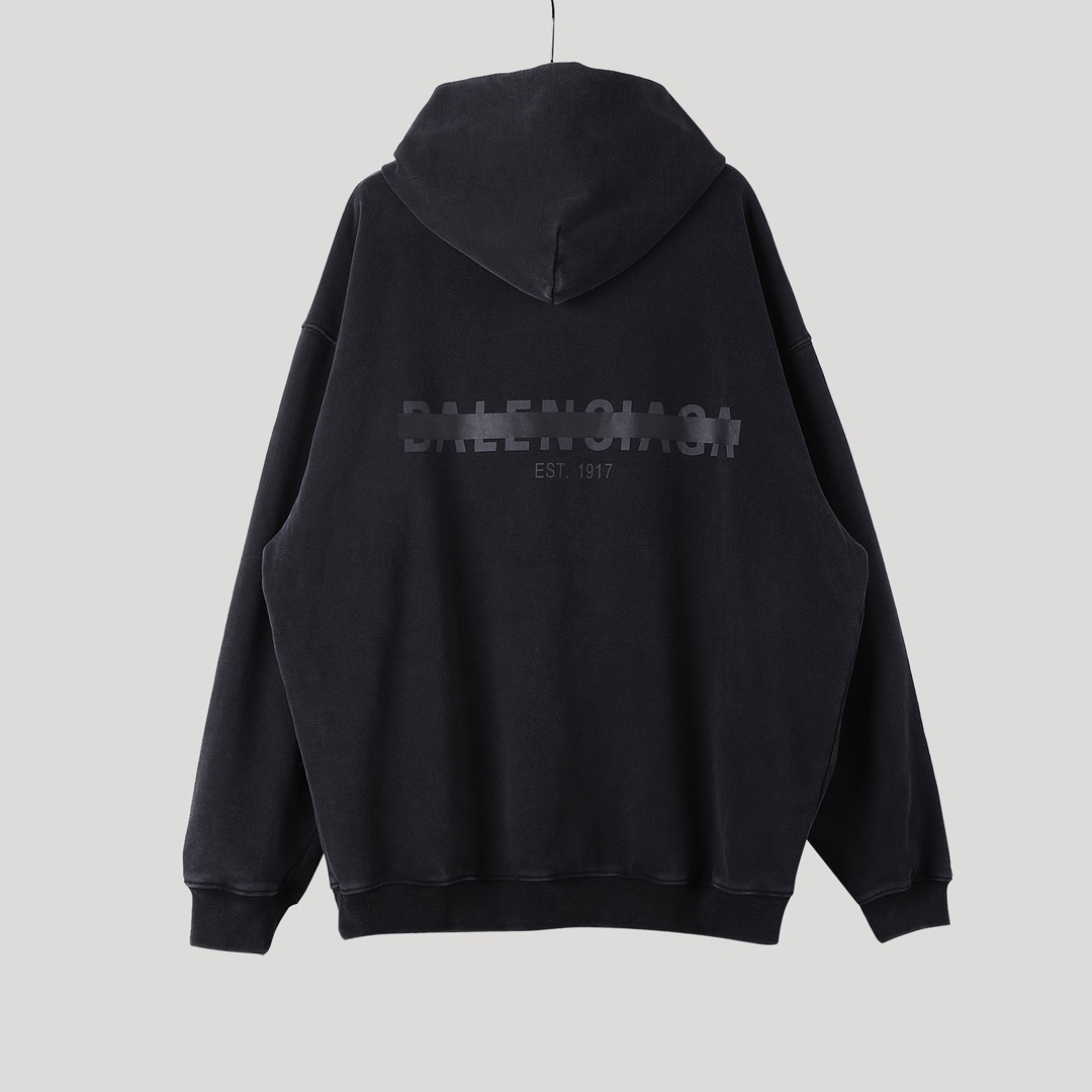 Balenciaga 巴黎世家  膠帶  印花 连帽 卫衣帽衫 套头 长袖 秋冬保暖 男女同款  黑色  