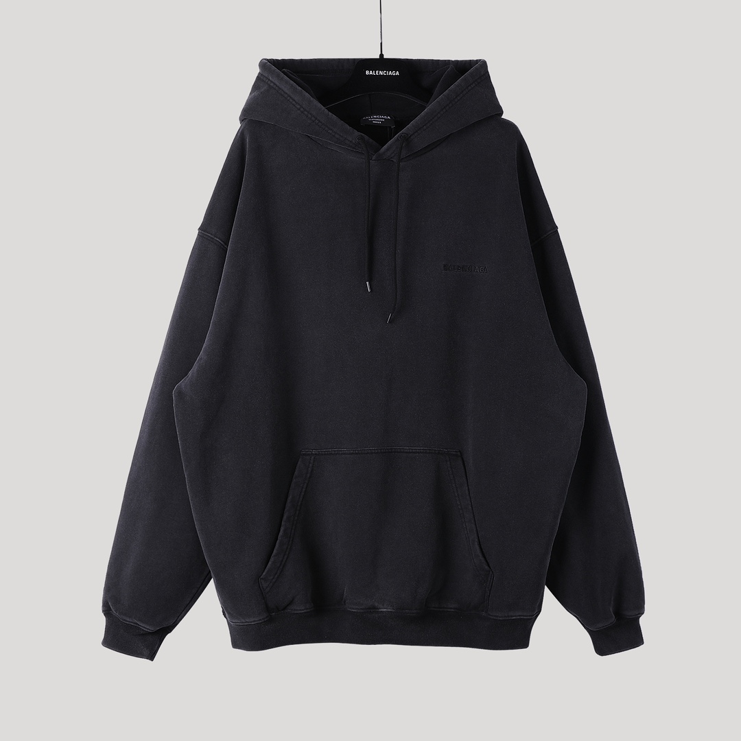  Balenciaga 巴黎世家  刺繡  印花 连帽 卫衣帽衫 套头 长袖 秋冬保暖 男女同款  黑色  600583TLVB81146