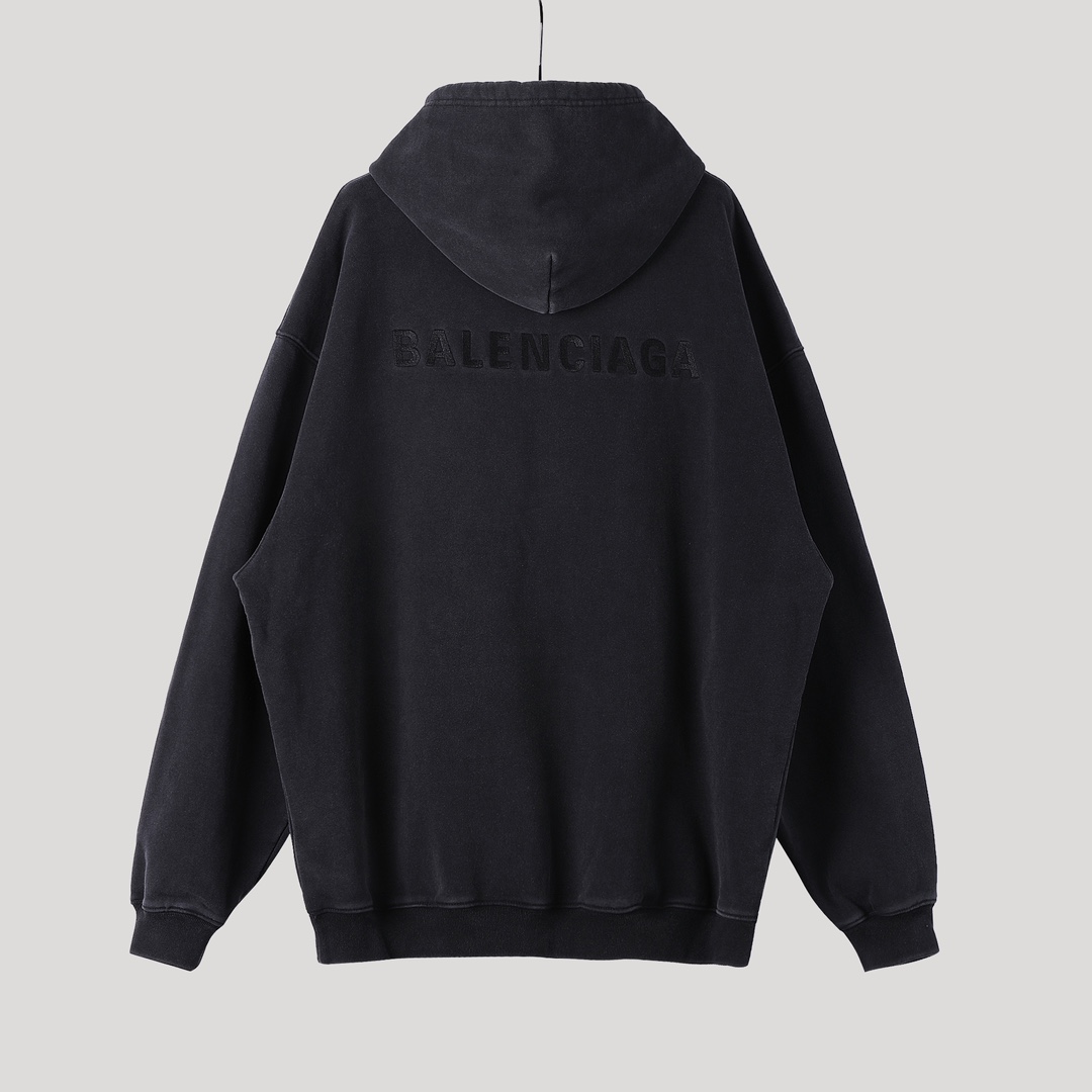  Balenciaga 巴黎世家  刺繡  印花 连帽 卫衣帽衫 套头 长袖 秋冬保暖 男女同款  黑色  600583TLVB81146