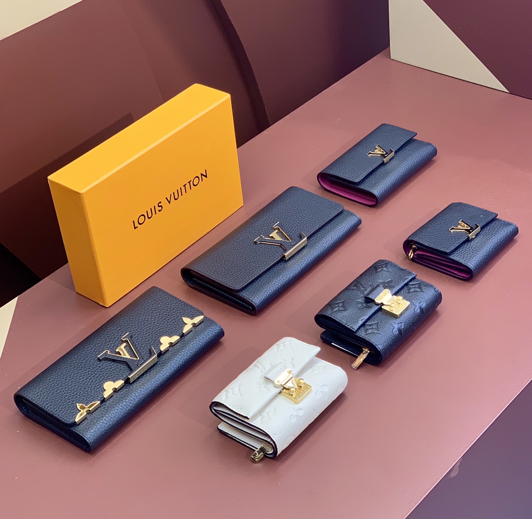  LOUIS VUITTON 路易威登  水波纹  短夹 小牛皮 钱夹 钱包 男女同款 黑色   M60662