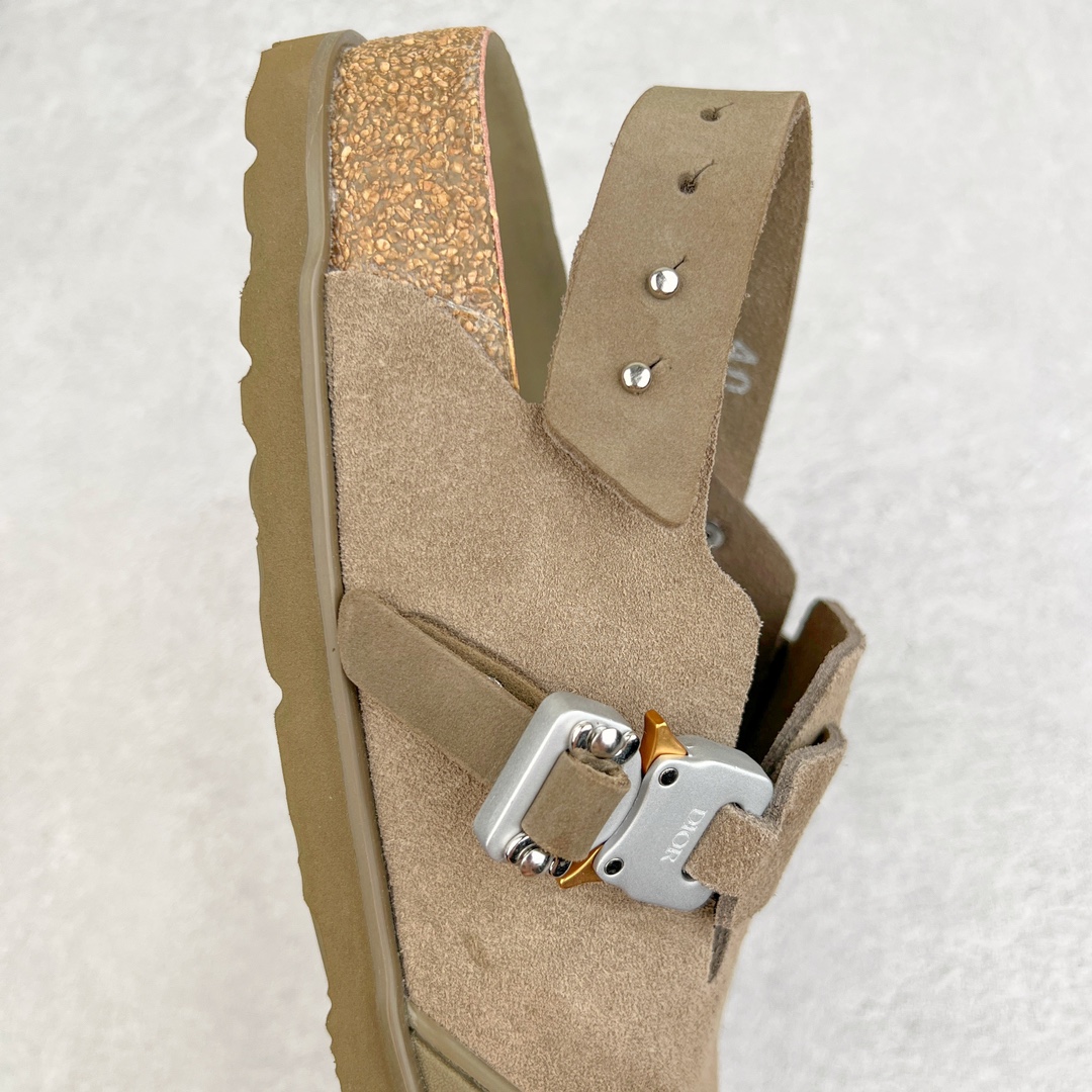  Birkenstock Dior迪奥 Tokio 勃肯 小牛皮 圆头 时尚凉拖 卡其色 3SA116ZSD_H620