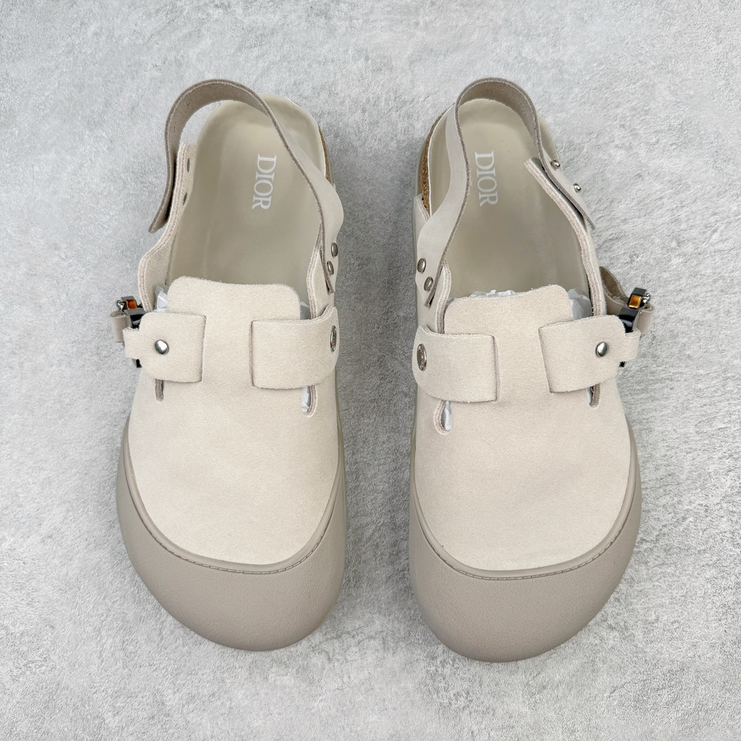   Birkenstock Dior迪奥 Tokio 勃肯 小牛皮 圆头 时尚凉拖 米灰色 3SA116ZSD_H161