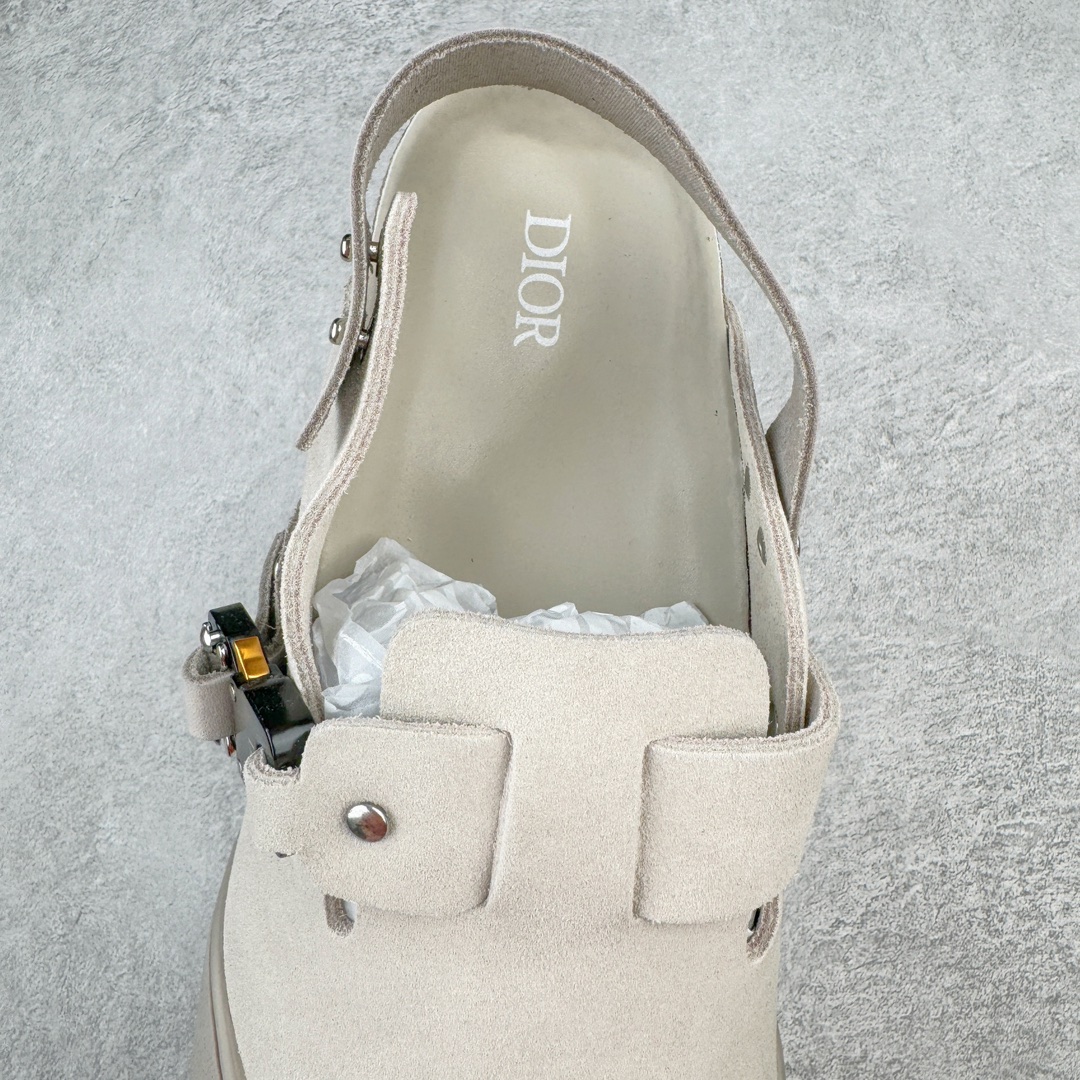   Birkenstock Dior迪奥 Tokio 勃肯 小牛皮 圆头 时尚凉拖 米灰色 3SA116ZSD_H161