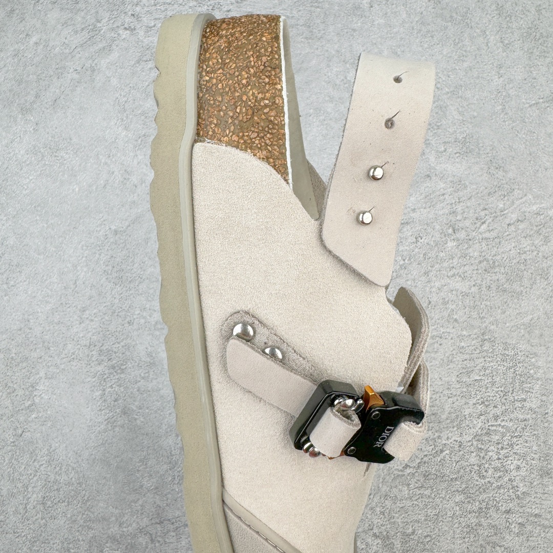   Birkenstock Dior迪奥 Tokio 勃肯 小牛皮 圆头 时尚凉拖 米灰色 3SA116ZSD_H161