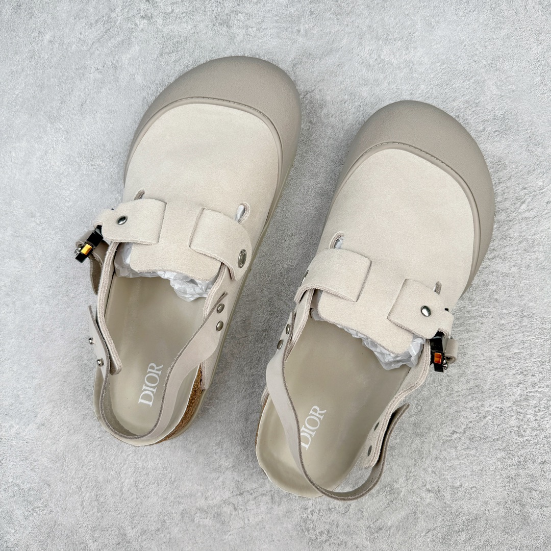   Birkenstock Dior迪奥 Tokio 勃肯 小牛皮 圆头 时尚凉拖 米灰色 3SA116ZSD_H161
